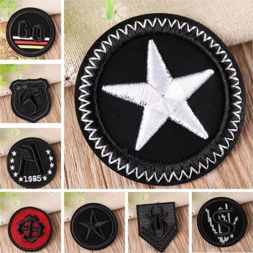 Fine Letter Spider Star Embroidery Patches Iron On Round Appliques Arm Hats Badges High Quality DIY Decoration Clothes Stickers