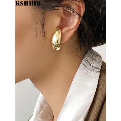 Kshmir New fund is fashionable and simple metal smooth ear clip no ear hole ear buckle high texture joker earrings female