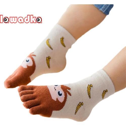Lawadka Cotton Kids Socks Fashion Five fingers Children Boys Sock Cartoon Baby Girls Socks