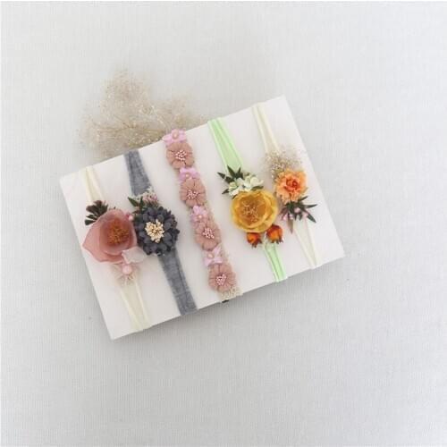 Lovely Newborn Girl Flower Headbands Handmade Stretch Tiebacks 5 Pieces/lot Baby Headband Photography Props