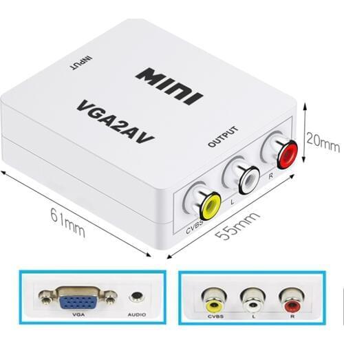 Hot Sale VGA to AV Mini Converter Adapter Support 1080P VGA2AV Converter PC to TV HD Computer to TV Wholesale