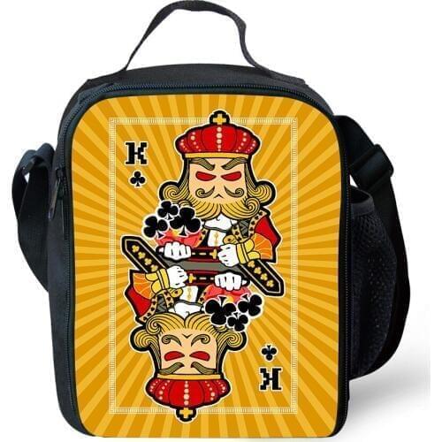 Fashion Poker Pattern Thermal Lunch Bags 3D Game Lunchbox Children Picnic Lancheira Termica Lunch Box Students Kids Food Bags