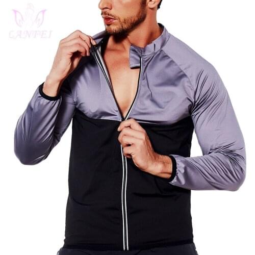 LANFEI Mens Hot Sweat Sauna Suits Shaper Zipper Vest Weight Loss Fat Burner Fitness Waist Trainer Slim Shirt Thermal Shapewear