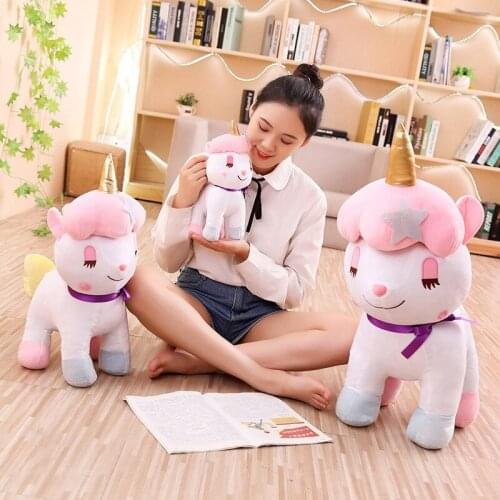 NEW Pretty Star Unicorn Dolls Rainbow Horse Cute Pink Plush Toy Creative Chair Cushion Stuffed Baby Gift Creative Room Decor