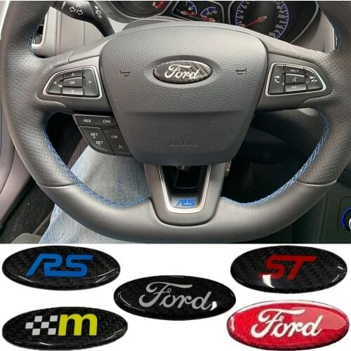 Genuine dry carbon fiber airbag logo for nondestructive installation for Ford Focus 2005-2021 mk1 mk2 mk3 mk3.5ST RS Mondeo Kuga