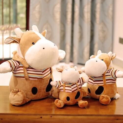 Suspenders trouser design cartoon dairy cow plush toy doll soft throw pillow birthday gift b0424