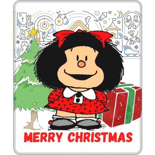Mafalda Christmas Kawaii Mouse Pad Quino Argentina Cartoon with Locking Edge Desk Mat Pads Rubber Computer Keyboard Desk Pad