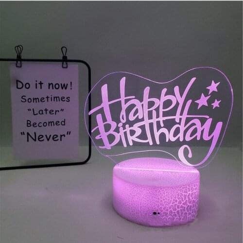 Happy Birthday 3D Neon Led Usb Apple Sunlight Gift For Boyfriend 16 Colours Variable Room Ornaments