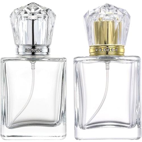 Nbyaic 50pcs Square Glass Perfume Bottle 50ml Portable 100ml Transparent Bottle Perfume Dispensed Empty Bottle Spray Bottle