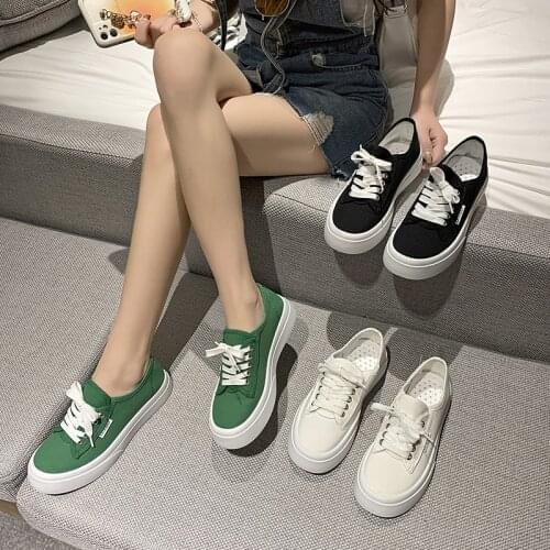 Womens shoes fashion thick soled sports shoes autumn vulcanized shoes leisure spring breathable lace up flat shoes