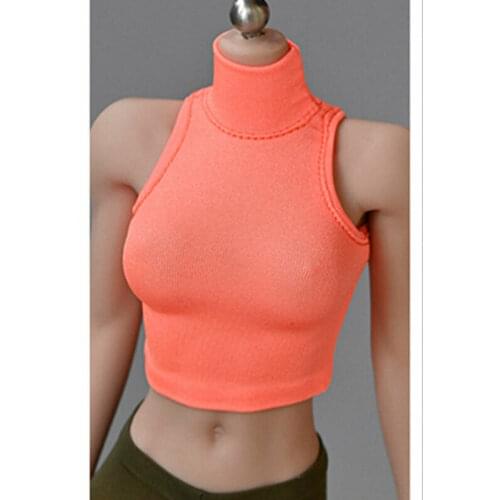 1/6 Orange Short Trendy Skinny T-shirt Bottoming Vest Model for 12"Tbl Ph Female
