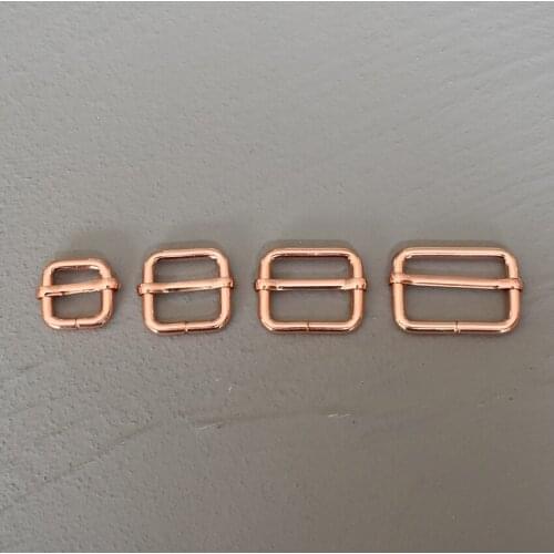 10 Pcs 15/20/25/30mm Rose Gold Metal Slider Adjustment Buckle Slides Tri-glides Roller Pin Handbag Strap Slider Adjuster Belt