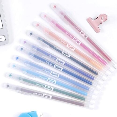 10pcs/lot Creative 10 Colors Gel Pen 0.5mm Colour Ink Pens Marker Writing Stationery Fashion Style School Office Supplies Gift