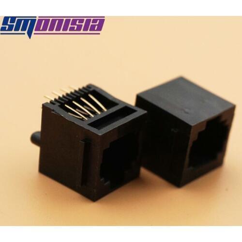 100pcs/lot 52-8P8C RJ45 Network Socket with edge 180 degrees vertical Type