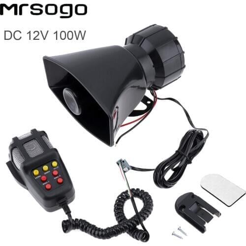 100W 7 Sound Car Electronic Warning Siren Motorcycle Alarm Firemen Ambulance Loudspeaker with MIC Microphone for Car Audio Syste