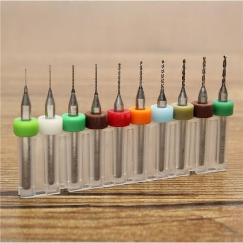 2 Sets Lot 10pcs 0.3-1 2 Mm Hard Alloy Tungsten Steel Micro Pcb Cnc Drill Bits for Circuit Boards Makita Power Tools Accessories