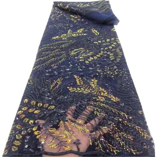 2021 High Quality African Soft Lace Fabric Embroidery French Mesh Lace Fabric With sequins For Nigerian Dress Sewing RF-225