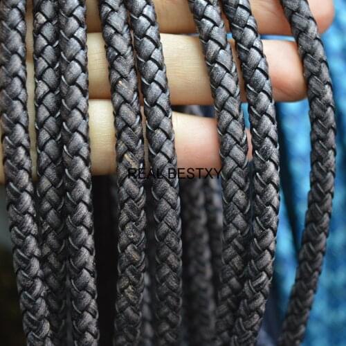 5m/Lot Approx: 6mm Genuine Leather Cord For DIY Bracelet Jewelry Making Findings Round Real Leather Rope Cords First Layer