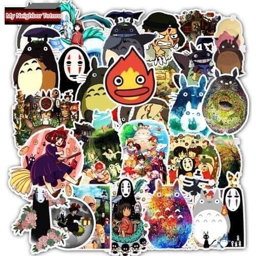 50pcs Anime Miyazaki Hayao My Neighbor Totoro Hand Account Stickers Cup Guitar Laptop Skateboard Luggage Decal Sticker Gift Toys