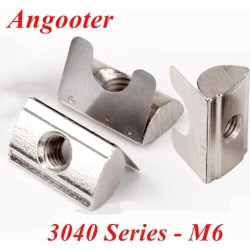 50pcs M6 Roll-in T Slot Nut with Spring Leaf Elastic Nut Block Auminum Accessories for 30/40 serie Aluminum Profile