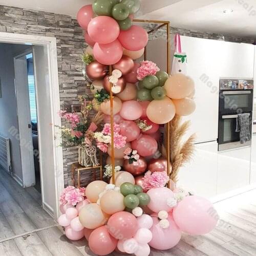 80pcs Cream Peach Dusty Pink Green Balloon Garland Macaron Baby Pink Rose Gold Baby Shower Gender Reveal Birthday Party Kit