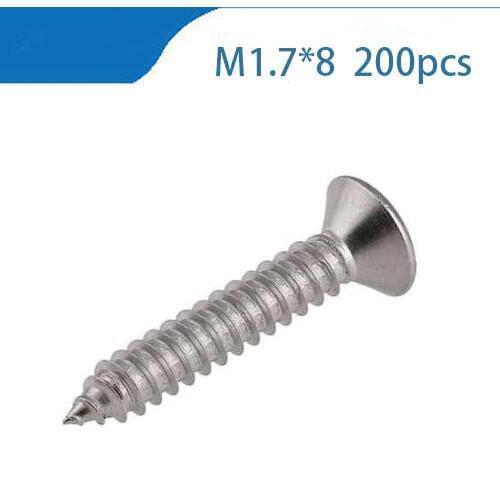 Free shipping 200 Pcs/Lot M1.7*L Stainless Steel Flat Head micro phillips countersunk tapping screwstainless steel nails,bolts