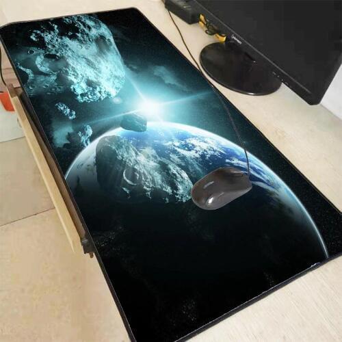XGZ Blue Moon Space Bright Large Locking Edge Mouse Pad Gamer Big Mouse Mat Gaming Mouse Pad Computer Mousepad Keyboard Desk Mat