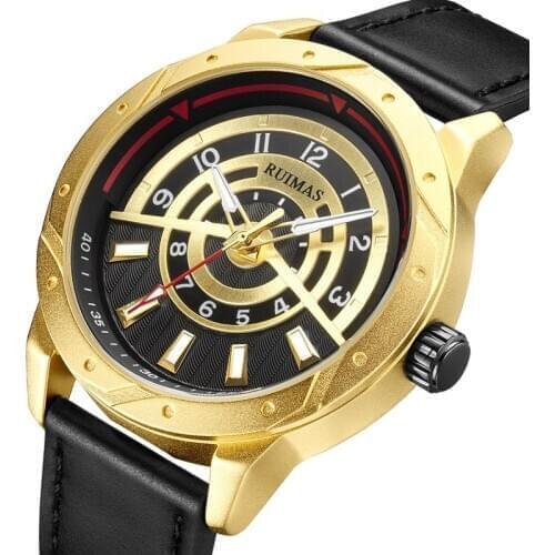 MEGIR New RUIAMS Men Casual Watches Luxury Sports Watch Men Waterproof Leather Quartz Wristwatch Military Relogio Masculino 594