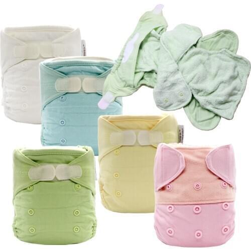 Baby Ecological Diapers Reusable Nappy One Size Washable Diapers Baby Cloth Nappies Waterproof Diapers AI2 Bamboo Insert Pop In