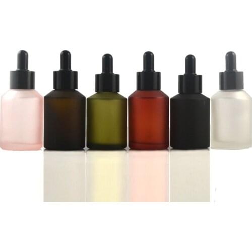 60ml Essential Oil Dropper Bottle Matte Pink Green Rose Red Cosmetic Refillable Essence Liquid Foundation Dropper Glass Bottle