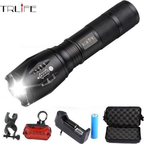 E17 L2 LED Torch 8000 Lumens Outdoors Led Torch LED Flashlight for bicycle Torch Bike Light Zoomable Focus+Bike clip+Taillight