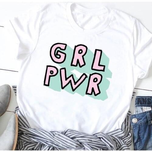 Women Girl Power Fashion Letters Feminist Cute Print T-Shirt Tee Shirt Female Tees Clothes T Shirt Graphic Print T-shirts