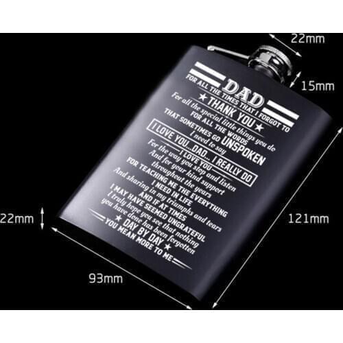 "To my daddy Hot sale portable stainless steel hip flask alcohol bottle travel whiskey alcohol liquor bottle flagon Small Bottle