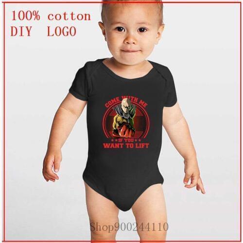 Come with me if you want to lift Anime Manga One Punch Man Parody Saitama Terminator printing Bodysuits Baby summer clothes