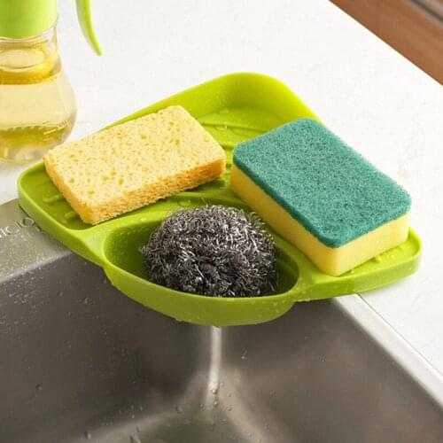 Kitchen Sink Corner Sucker Type Triangle Shelf Storage Rack Sponge Bathroom Soap Cleaning Brush Ball Holder Accessories
