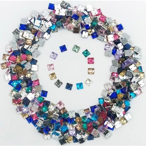 Square Acrylic 100pcs 8mm Beads Sewing On Strass Crystal Stones For DIY Clothes Decoration Sewing Flatback Rhinestones