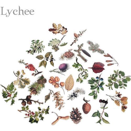 Lychee Life Pine Cone Mushroom Stickers Autumn Theme Paper Decals DIY Scrapbooking Diary Label Decorative Stickers