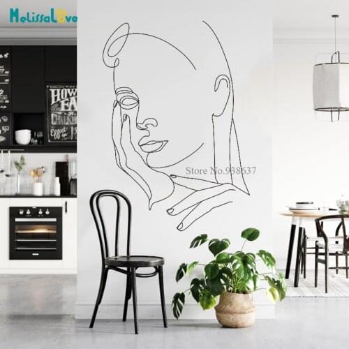 Fashion Woman One Line Art Decal Minimalist Mordern Living Room Home Decor Removable Vinyl Wall Stickers BD657