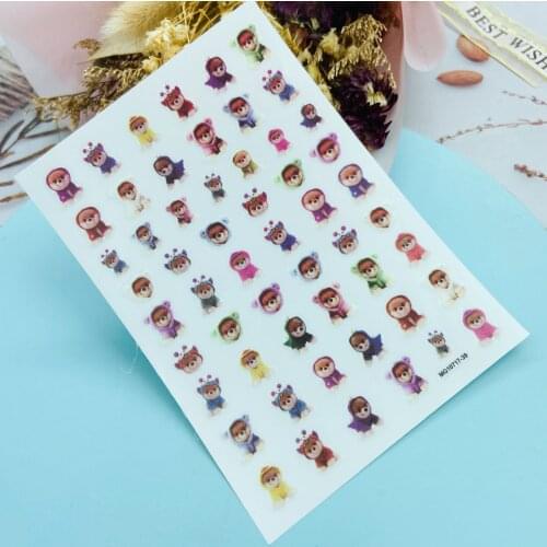 DIY Japanese Style Fashion New Arrival Nail Stickers Bears & Dogs Thin Ligh Traceless Back Glue Adhesive Dry Nail Decals Women