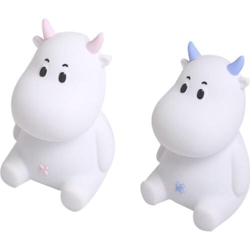 Night Light For Children Kids Baby Gift Bedside Bedroom LED Animal Cartoon Lamp USB Rechargeable Contact Sensor