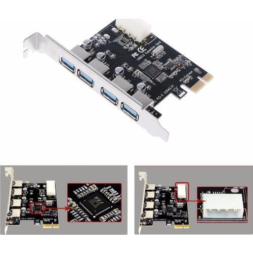 New Arrival 4 Ports Super-Speed USB 3.0 PCI-e PCI PCI-E Express Expansion Adapter Card With CD Driver