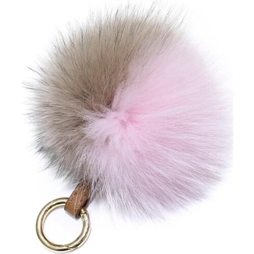 Fluffy Handbag Pendants Keychains Real Fox Fur Pompom Trinket Car-Charm-Pendant