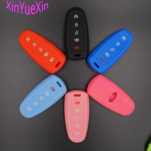 Xinyuexin Silicone Car Key Cover FOB Case For Ford edge Explorer Taurus Flex Escape Mustang Remote Key Case Car-styling