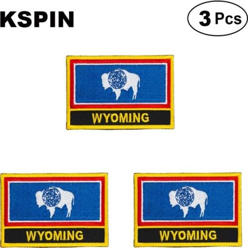 U.S.A Wyoming Rectangular Shape Flag patches embroidered flag patches national flag patches for clothing DIY Decoration