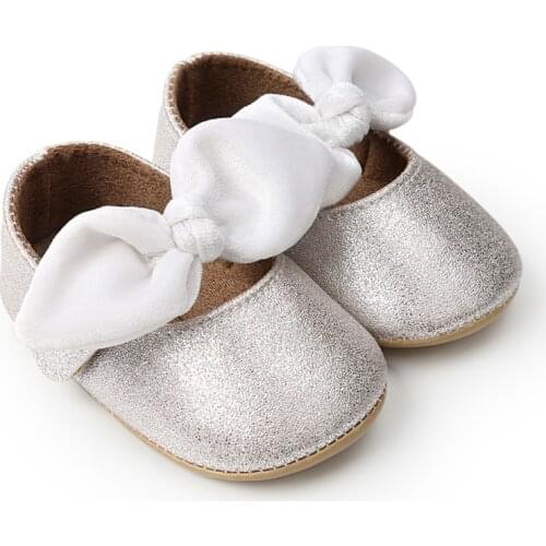 High Quality Newborn Toddler The First Walker Bow PU Princess Non-slip Soft Bottom Baby Toddler Shoes Kid Shoes