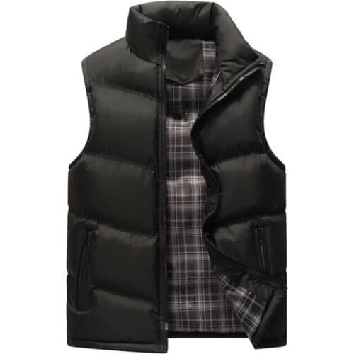 Vest Men Sleeveless Jacket New Thicken Cotton Warm Vests Gilet Male Stand Collar Casual Windbreaker Autumn Winter Waistcoat 4XL