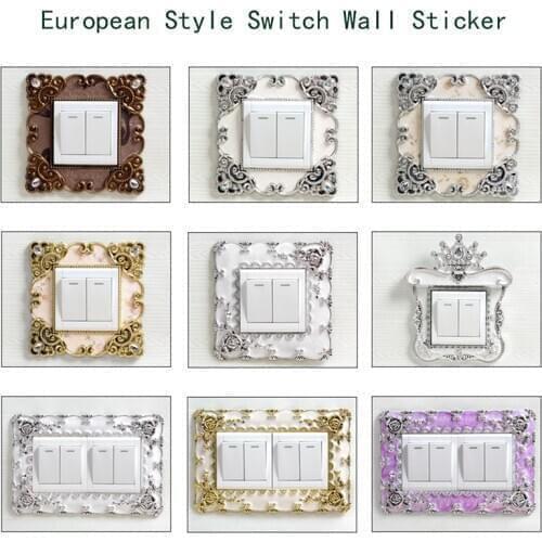 1pc Portable Socket Decals Switch European Style Luxury Square Shaped Lace Light Switch Cover Wall Stickers Pastel Home Decor