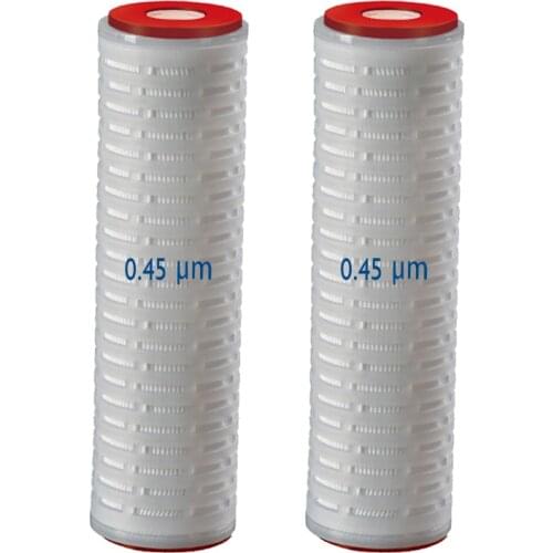 2 Pack of 0.45 µm Parker/Pall Compatible Membrane Pleated Filter Cartridge 10", Double Open End, Polypropylene Micro fiber Media