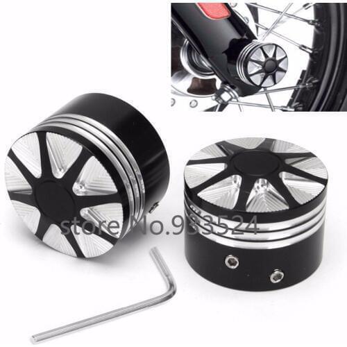 29mm CNC Edge Cut Front Axle Nut Covers For Harley Sportster XL883 1200 Softail Tri Glide FatBoy Road King Dyna Electra Glide