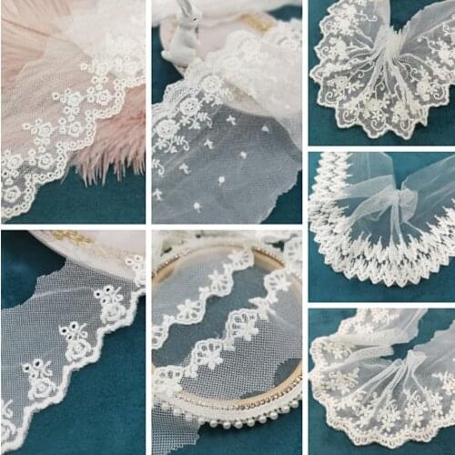 2 Meters ivory lace ribbon cotton embroid lace sewing fabric guipure diy trims warp knitting DIY Skirt Garment Accessories